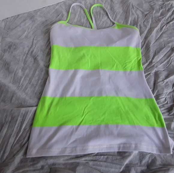 Lululemon Power Y Tank White Stripe Zippy Green - Picture 9 of 10